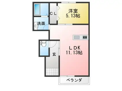 リーブルファイン則武II(1LDK/1階)の間取り写真