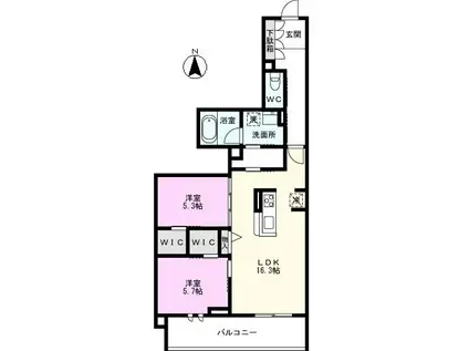 グランプレゾン(2LDK/2階)の間取り写真