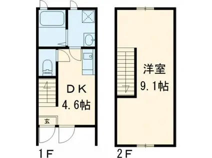 シャロムふえき A棟(1DK/1階)の間取り写真