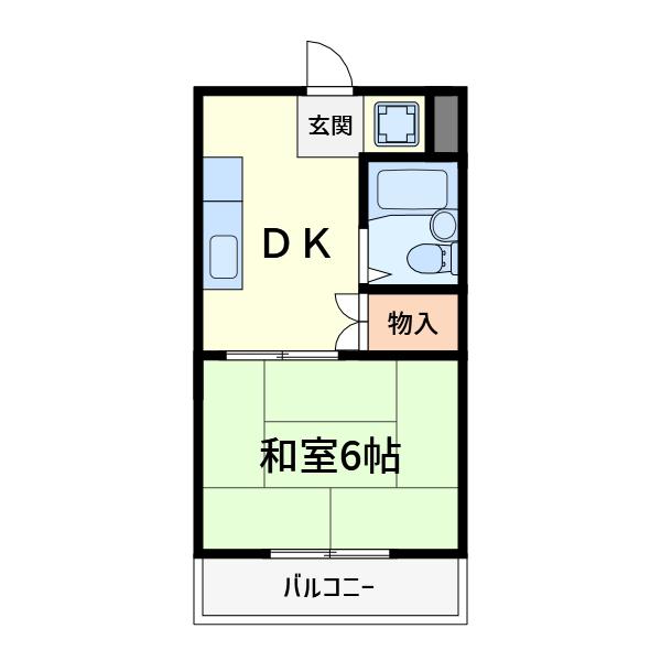 エステートピアみどりヶ丘(1DK/2階)の間取り写真