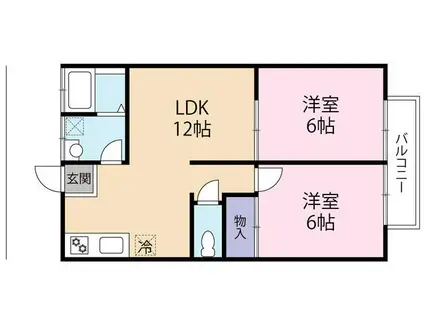アンリバー石和(2LDK/1階)の間取り写真