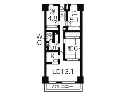 ザ・スクエア C棟(3LDK/6階)の間取り写真