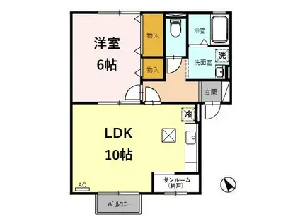 ベニーノ(1LDK/1階)の間取り写真