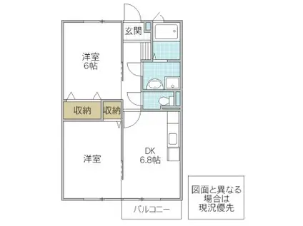 シャインレイク(2DK/1階)の間取り写真