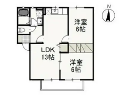 ベリーオーライ (2LDK/2階)の間取り写真