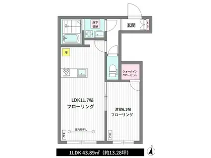 パルクAYA(1LDK/1階)の間取り写真