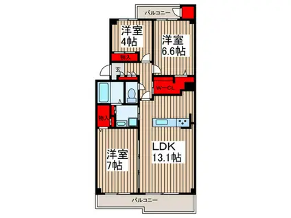 EVERTOW COLORE SENGENDAI(3LDK/1階)の間取り写真