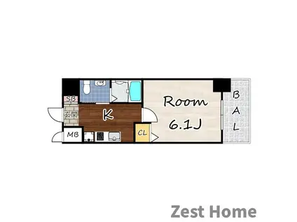 NEW尼崎(1K/3階)の間取り写真