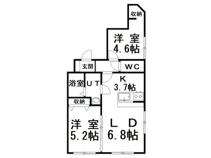 BRISE SEASON KAWAKAMI(2LDK/2階)の間取り写真