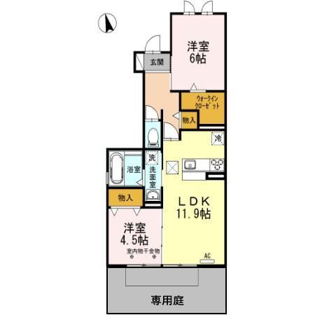 フェリチータ(2LDK/1階)の間取り写真