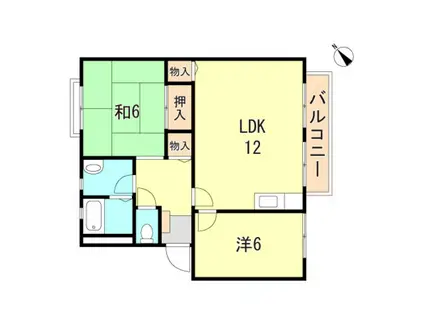 エステート藤木(2LDK/2階)の間取り写真