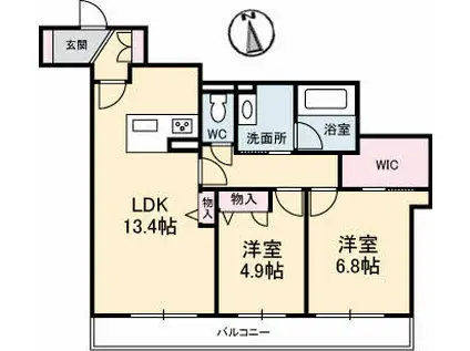 シャーメゾンサンフォレスト B棟(2LDK/1階)の間取り写真