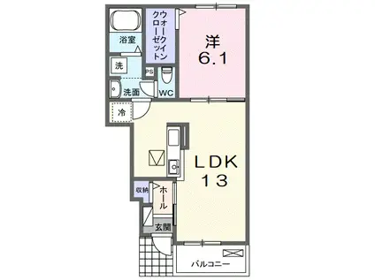 ジュネス・ドミールII(1LDK/1階)の間取り写真