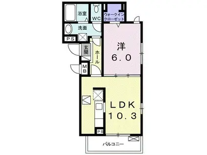 ルーナ クレシェンテ(1LDK/3階)の間取り写真