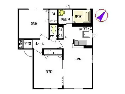 クレスト(2LDK/1階)の間取り写真