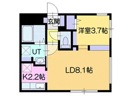 厚別中央4条2丁目MS(1LDK/3階)の間取り写真