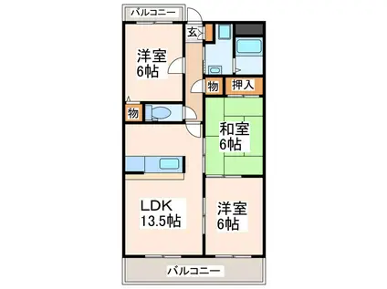 エクセル進成(3LDK/2階)の間取り写真