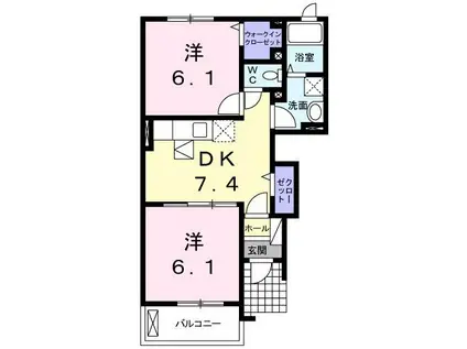 リバーサイド川島A(2DK/1階)の間取り写真