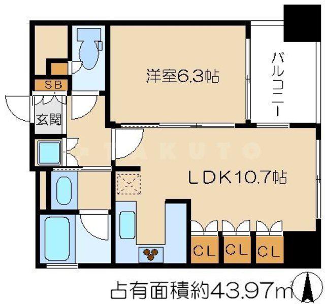 リーガル京都御所東(1LDK/4階)の間取り写真