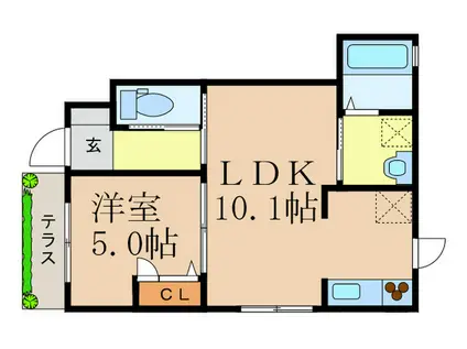 プリエール吹田泉町弐番館(1LDK/1階)の間取り写真