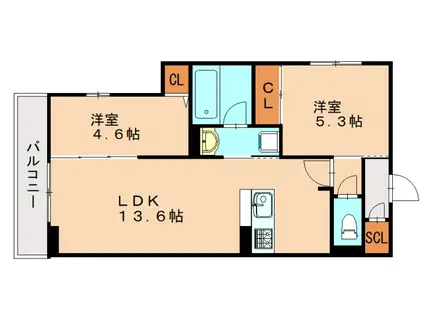 D-ROOM伊賀駅東(2LDK/3階)の間取り写真