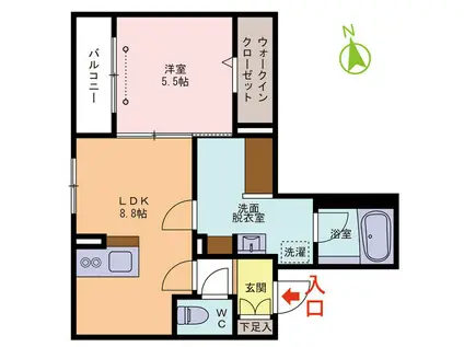 福井鉄道福武線 神明駅 徒歩4分 2階建 築6年(1LDK/2階)の間取り写真