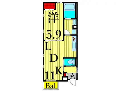 クレアージュ・K(1LDK/1階)の間取り写真