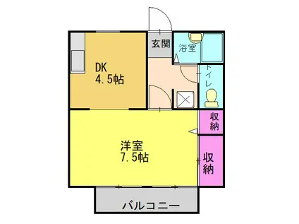 グリーンパーク若宮(1DK/1階)の間取り写真