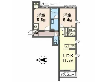 メゾン ド ソワ(2LDK/2階)の間取り写真