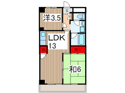 入間市駅 徒歩1分  1LDK RC造(2LDK/3階)の間取り写真