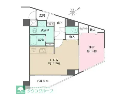 コスモリード雪が谷大塚(1LDK/7階)の間取り写真