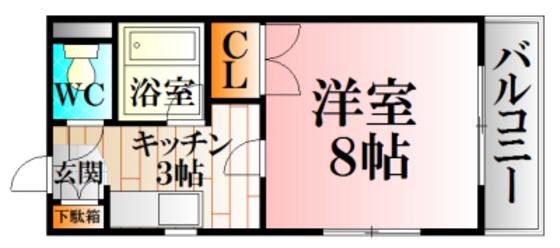 第二山口ビル(1K/3階)の間取り写真