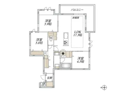 GRACEFEEL AYASE(3LDK/3階)の間取り写真