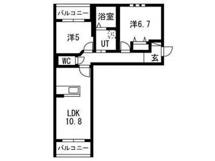 ラヴィアンローズ(2LDK/3階)の間取り写真