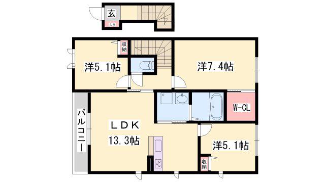 シャーメゾン福田(3LDK/2階)の間取り写真