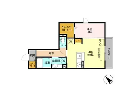 レーヴマニフィック南柏(1LDK/2階)の間取り写真