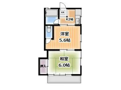 鈴張ハイツ(2K/2階)の間取り写真