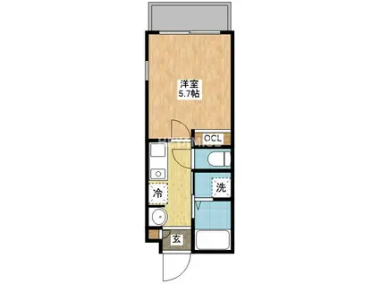 デ・クメール田中町(1K/4階)の間取り写真