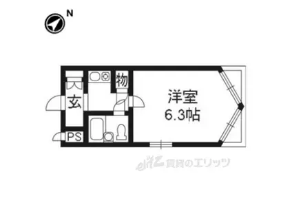 DETOM-1鴨川(1K/3階)の間取り写真