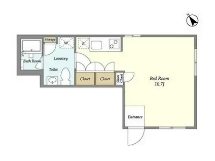 高輪キュウブイースト(ワンルーム/1階)の間取り写真