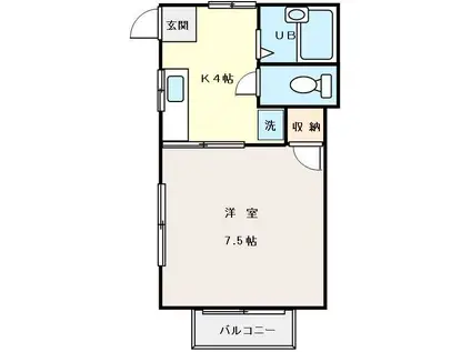 サマックス・パル(1K/1階)の間取り写真