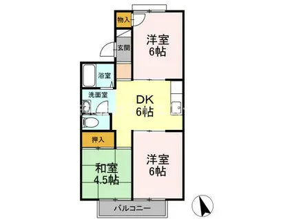 冬築タウン A棟(3DK/2階)の間取り写真