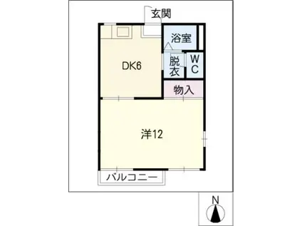 オーキッドレジデンス B棟(1DK/2階)の間取り写真