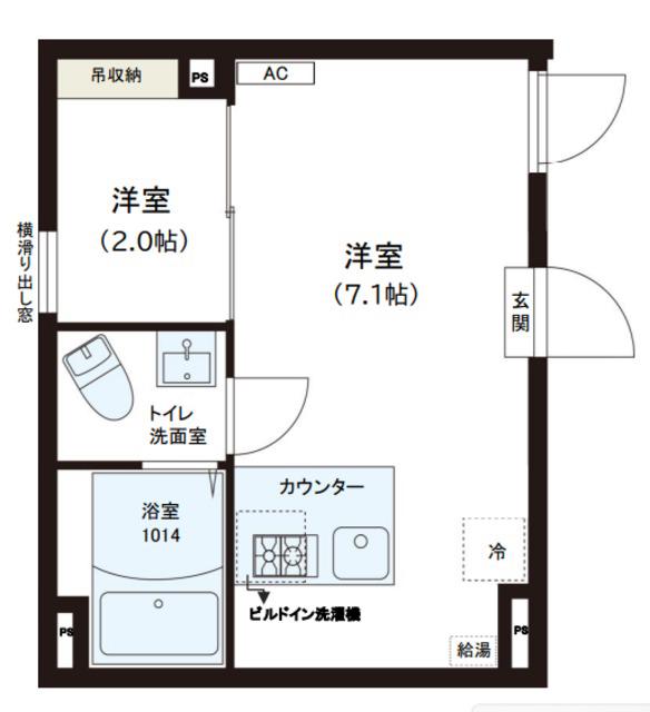レピュア錦糸町レジデンスII(1DK/1階)の間取り写真