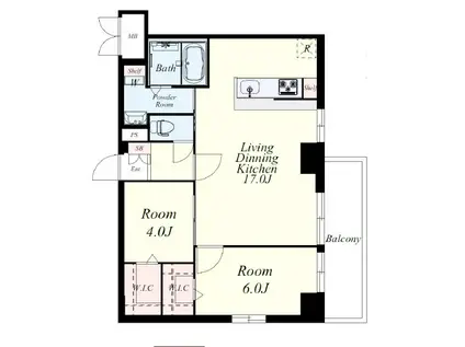 ベルコルティーレ(2LDK/6階)の間取り写真