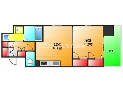 シェーンブルン(1LDK/6階)の間取り写真