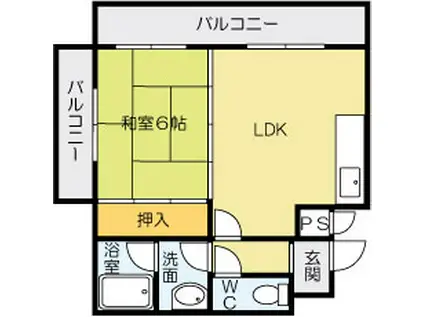コンプレート中津口(1LDK/6階)の間取り写真
