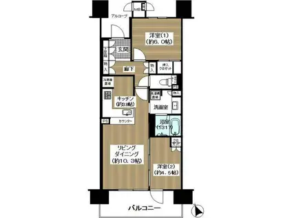 ジオ 天六 ツインタワーズ ウエスト棟(2LDK/20階)の間取り写真