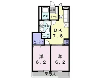 ORBLYMINAMI2(2DK/1階)の間取り写真