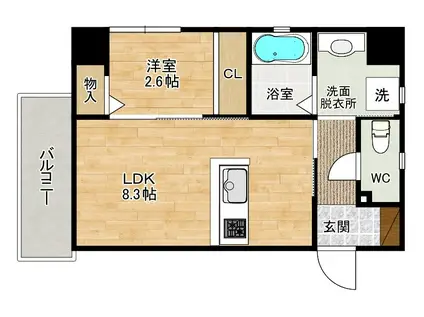 LE CIEL (1LDK/3階)の間取り写真